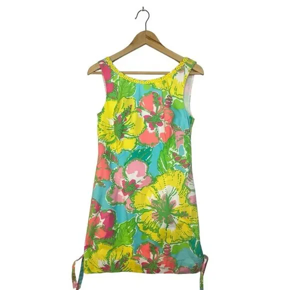 LILY PULITZER Delia Floral Shift Dress in Shorely Big Blue Flirt Size 6 - Picture 2 of 16